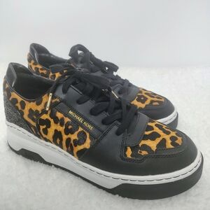 MICHAEL KORS Leopard Print Leather Platform Sneakers